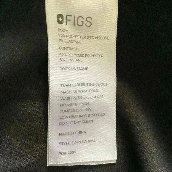 Figs  Polo Black Scrub Top Size Large - Picture 6 of 7